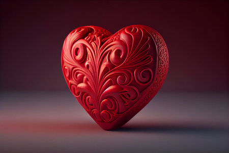 Red carved heart .generative aiの素材