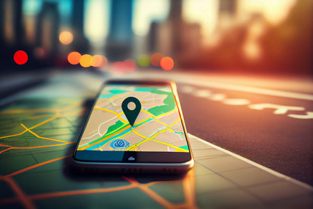 gps navigator icon and map.generative aiの素材