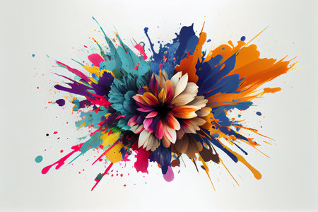 colorful flower explosion on white background, created.generative aiの素材