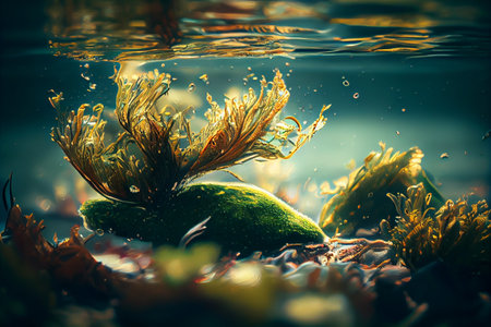 seaweed in shallow ocean water.,generative aiの素材