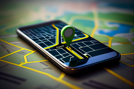 gps navigator icon and map.generative aiの素材
