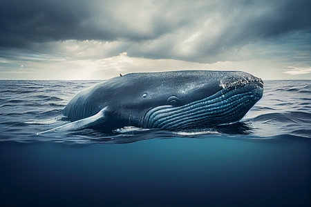 Blue Whale in the sea. generative aiの素材