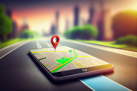 gps navigator icon and map.generative aiの素材