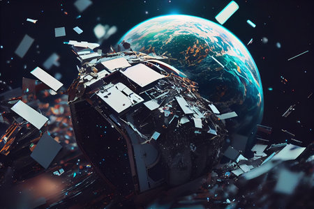 Space debris fragments of communications. generative aiの素材