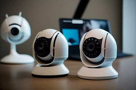 security cameras on the table background.generative aiの素材