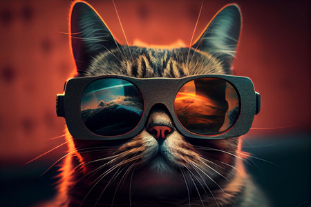 Cat in vr glasses.generative aiの素材