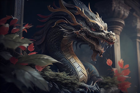 ancient chinese style dragon.generative aiの素材