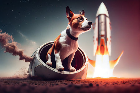 dog on a rocket. generative aiの素材