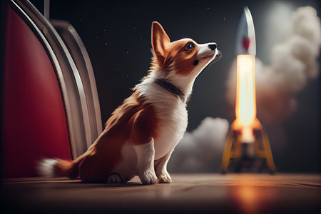 dog on a rocket. generative aiの素材