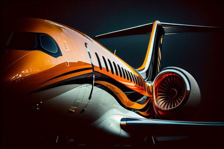 Commercial airplane on the runway in the evening. business travel concept.generative aiの素材