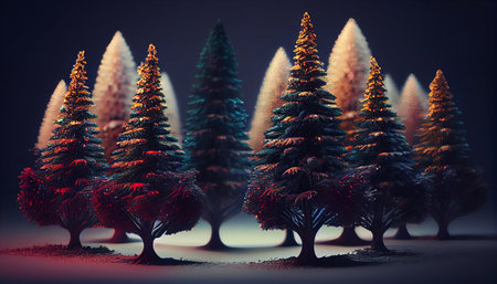 Fir trees in the snow. generative aiの素材