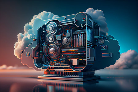 Data center and cloud computing concept. generative aiの素材