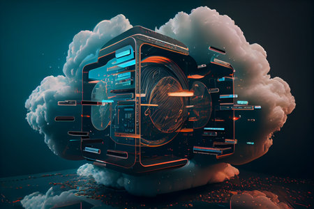 Data center and cloud computing concept. generative aiの素材