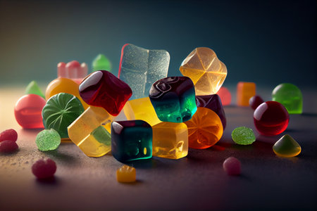 Assorted gummy candies. Jelly sweets. generative aiの素材
