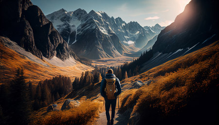 Sunset in the swiss alps, Switzerland, Europe.generative aiの素材