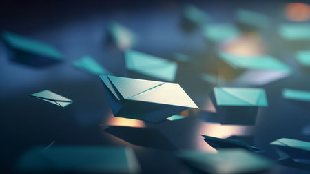 Envelope and flying paper planes. generative aiの素材