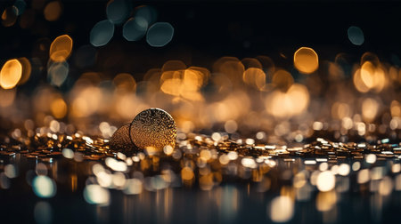 golden glitter vintage lights background. gold and black. de focused. generative aiの素材