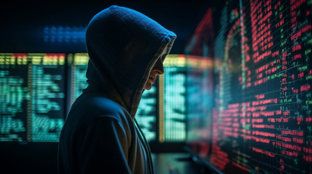 hacker in the code. generative aiの素材