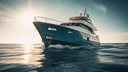 Luxury yacht in the sea. Travel and adventure concept.generative aiの素材