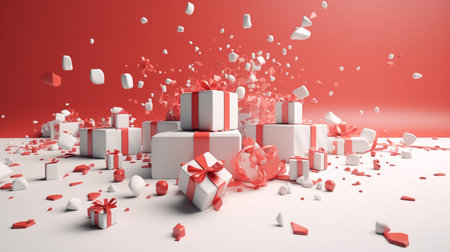 pink and blue gift boxes on blue background.generative aiの素材