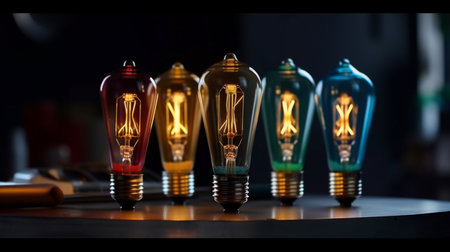 Close up of a light bulb.generative aiの素材