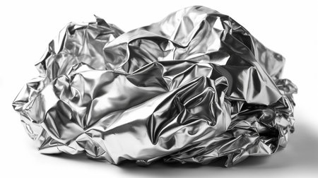 crumpled silver foil isolated on white background.generative aiの素材