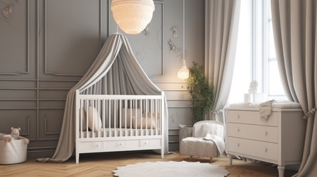 baby room with a crib and toys.generative aiの素材