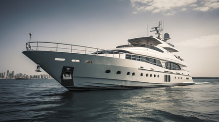 Luxury yacht in the port .generative aiの素材
