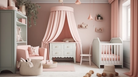 baby room with a crib and toys.generative aiの素材