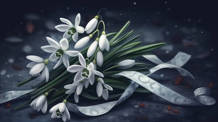 A bouquet of white flowers with the word tulips on it.generative aiの素材
