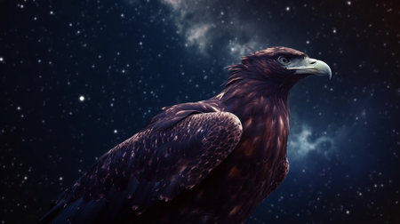 Eagle on a background of the starry sky. generative aiの素材