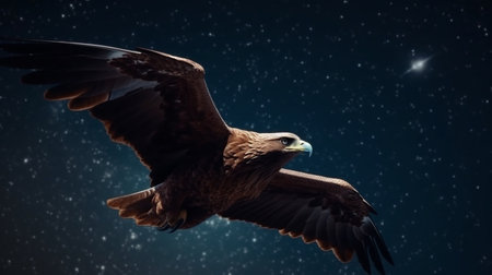 Eagle on a background of the starry sky. generative aiの素材