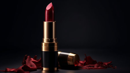 Lipsticks on a black background.generative aiの素材