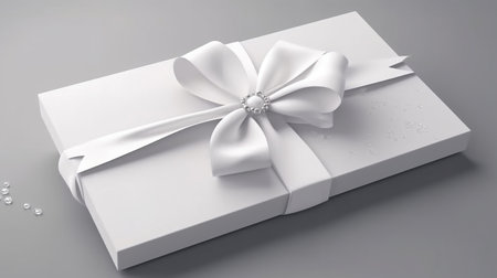 Gift box with gold bow .generative aiの素材