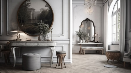 Vintage bathroom interior.generative aiの素材
