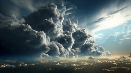 Beautiful sunset above the clouds. Dramatic sky.generative aiの素材