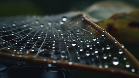 spider web with dew drops in the morning, shallow depth of field.generative aiの素材