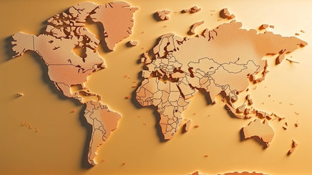 Highly detailed political map of the world with national borders.generative aiの素材