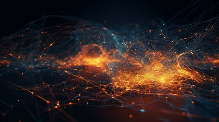 Orange and blue flames on a black background.generative aiの素材