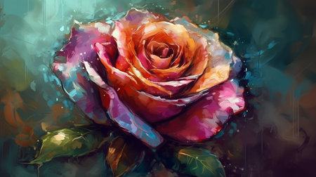 A painting of a flower with the word love on it.generative aiの素材