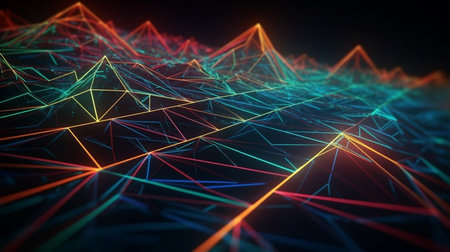 A neon laser strip in a dark room.generative aiの素材