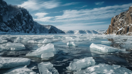 Panoramic view of Lake Baikal .generative aiの素材