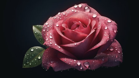 Beautiful pink rose on a dark background.generative aiの素材