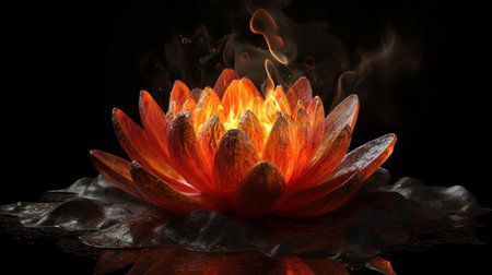 Water lily on black background. generative aiの素材