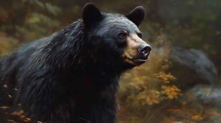 Black bear in the autumn forest. Wildlife scene from naturegenerative aiの素材