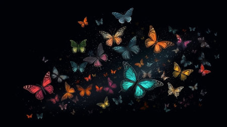 Butterflies in the dark wallpapers.generative aiの素材