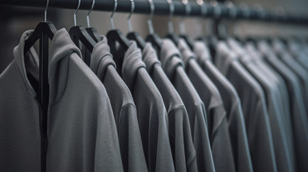 Men's clothing on hangers in the store. Toning.generative aiの素材