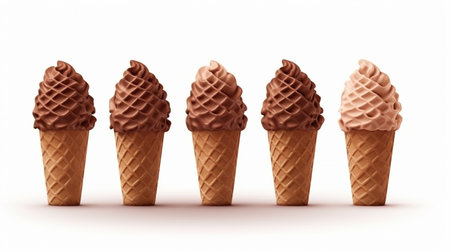 Four ice cream cones are shown with one being made by the company.generative aiの素材