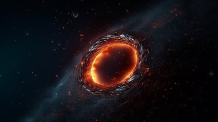 A black hole in space with a nebula in the center.generative aiの素材