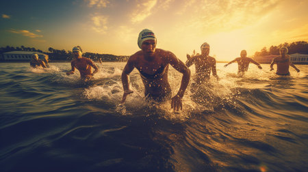 triathlon, sport, competition and people concept.generative aiの素材